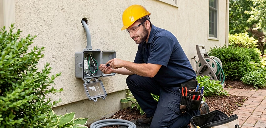 Outdoor Outlet Installation on Vinyl Siding in Rogers